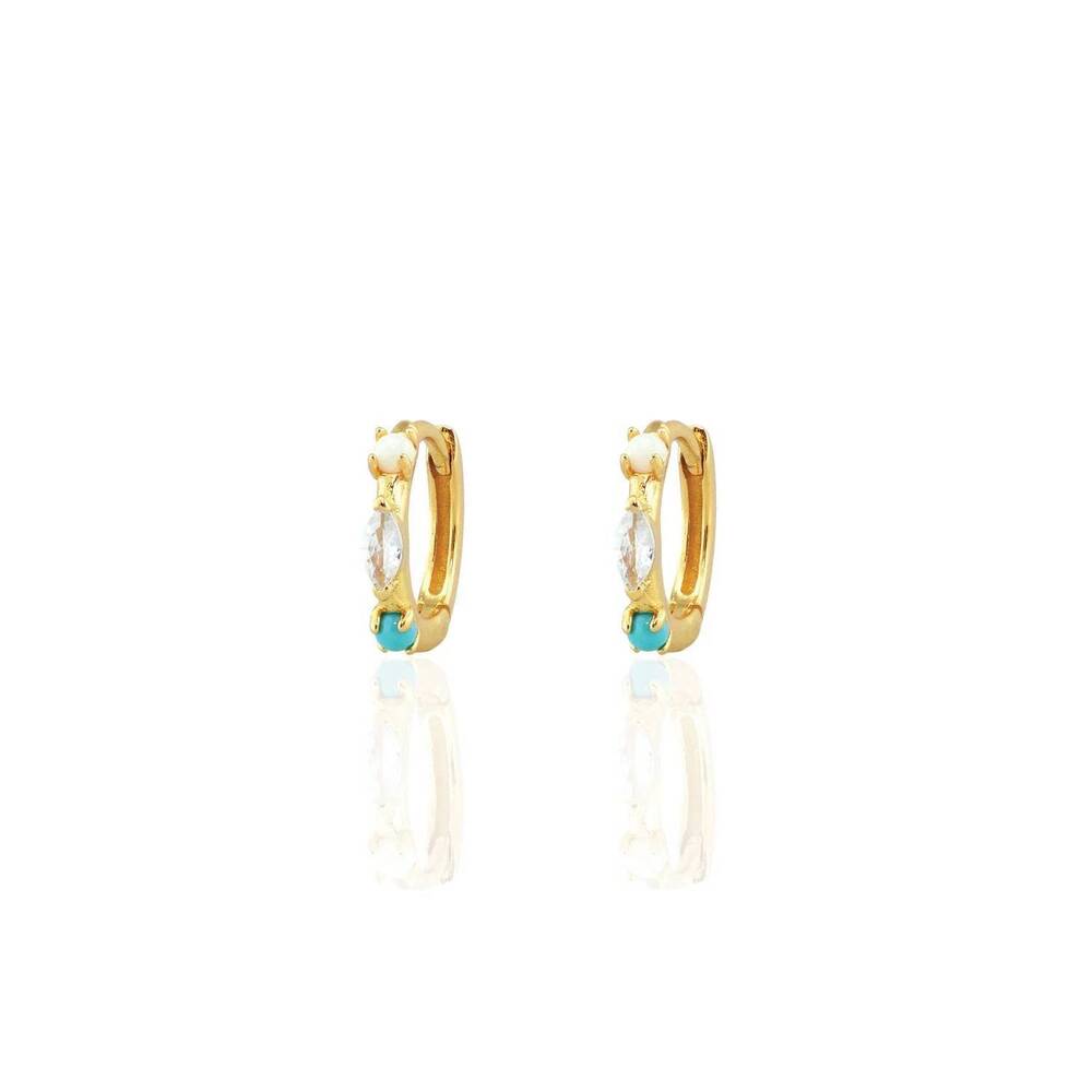 NEW KRIS NATIONS women's seaside spark huggie hoop earrings in gold